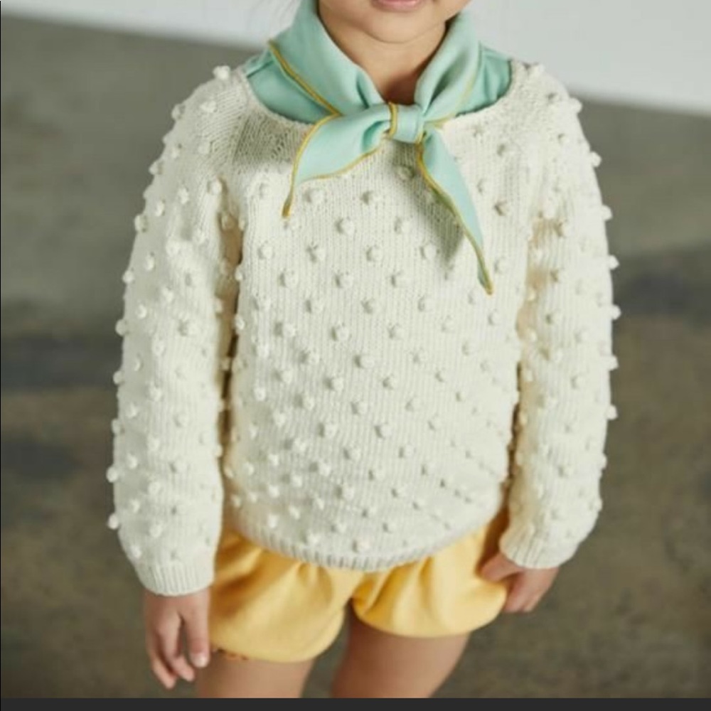 Misha & Puff Summer Popcorn Cotton Sweater Vanilla size 2-3